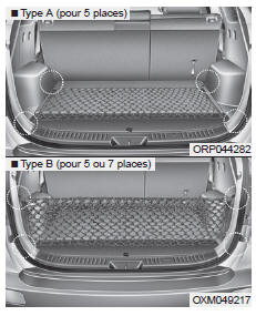 Kia Carens. Filet à bagages (crochets)