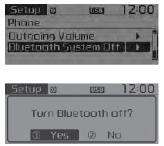 Kia Carens. Désactiver le système bluetooth