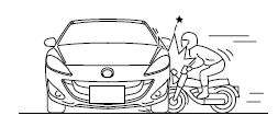 Mazda 5. Collisions latérales avec des véhicules à deux roues