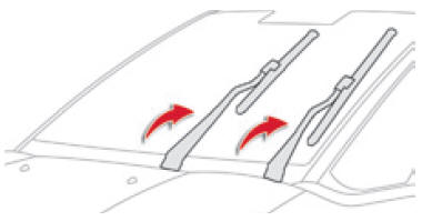 Position verticale de l'essuie-vitre avant