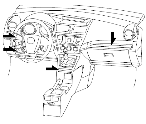 Mazda 5. Espaces de rangement pour petits objets